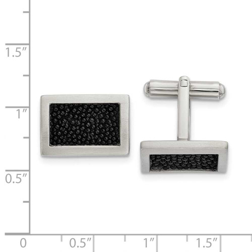 Image of Chisel Stainless Steel Brushed Genuine Stingray Inlay Rectangle Cufflinks