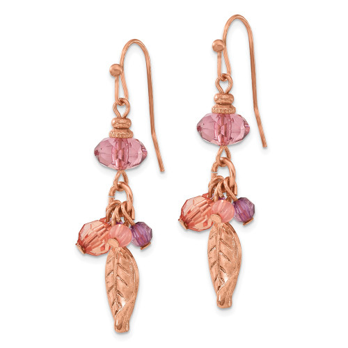 1928 Jewelry Pink Leaf Pink and Purple Faceted Acrylic Beads Dangle Earrings