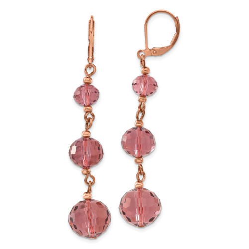 1928 Jewelry Pink Graduated Faceted Purple Glass Beads Dangle Leverback Earrings