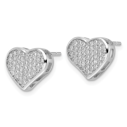 10.4mm Sterling Silver & CZ Brilliant Embers Heart Post Earrings QMP536