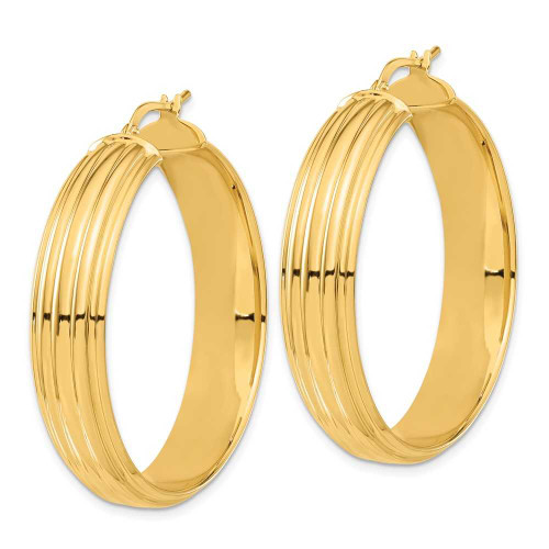 Image of 43.5mm Bronze Polished Textured Round Hoop Earrings