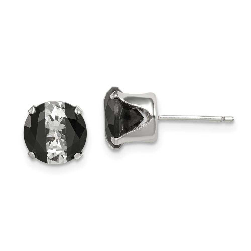 Image of 8mm Sterling Silver Black & White 8mm Round CZ Snap-in Set Stud Earrings