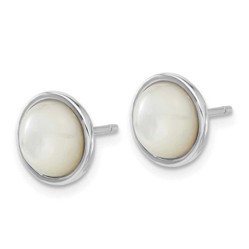 Image of 9.65mm Cheryl M Sterling Silver Rhodium-plated Cabochon Mother of Pearl Post Stud Earrings