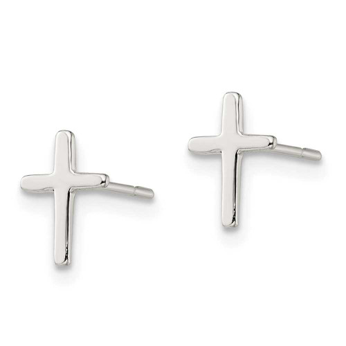 Image of 11mm Sterling Silver Cross Mini Earrings QE669