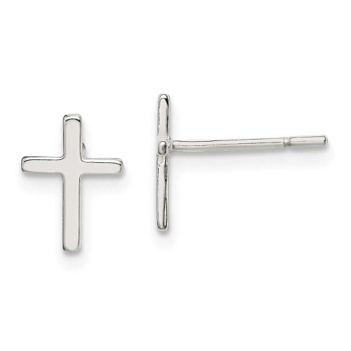 Image of 11mm Sterling Silver Cross Mini Earrings QE669