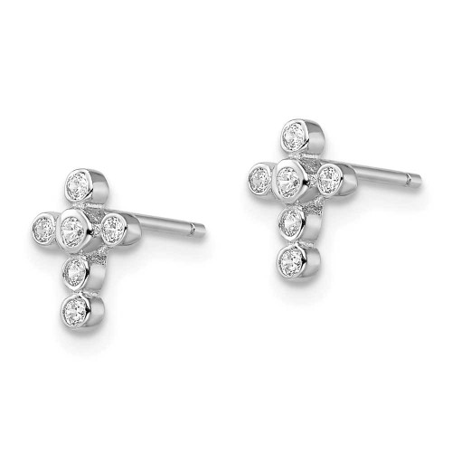 Image of 9mm Sterling Silver Rhodium-plated CZ Cross Earrings QE3082