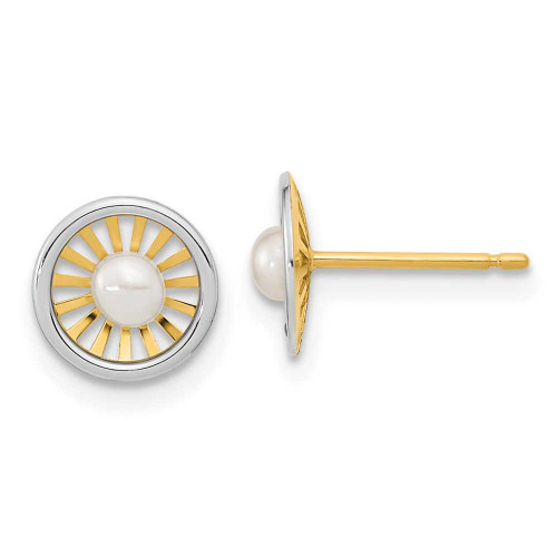 Image of 7.98mm 14K Two-tone Gold Madi K 3-3.5mm Freshwater Cultured Pearl Post Earrings