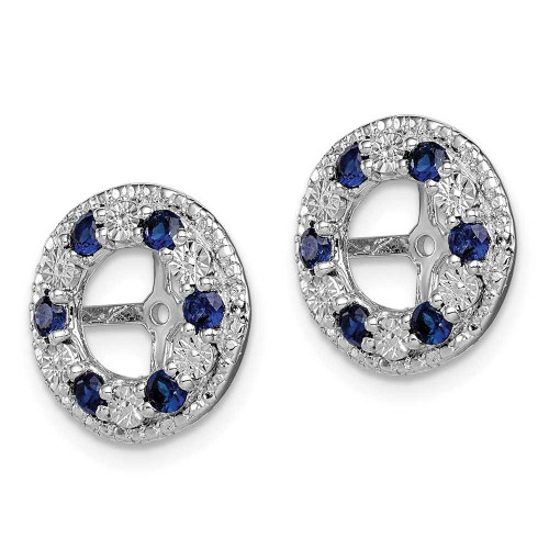 Image of 13mm Sterling Silver Rhodium-plated Created Sapphire Earrings Jacket QJ124SEP
