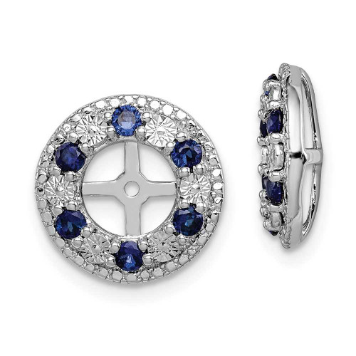 Image of 13mm Sterling Silver Rhodium-plated Created Sapphire Earrings Jacket QJ124SEP