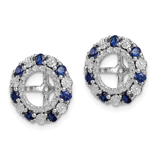 Image of 13mm Sterling Silver Rhodium-plated Created Sapphire Earrings Jacket QJ129SEP