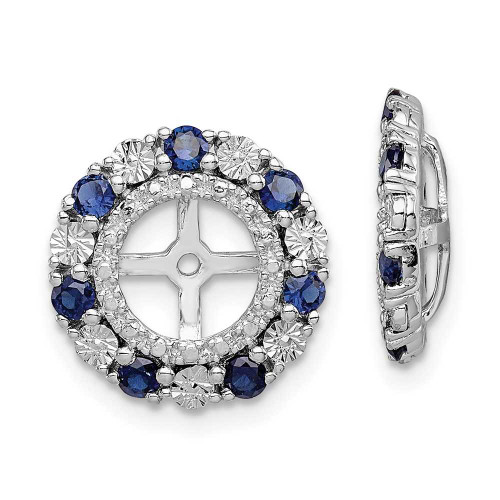 Image of 13mm Sterling Silver Rhodium-plated Created Sapphire Earrings Jacket QJ129SEP