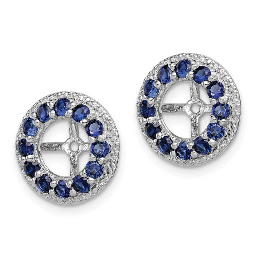 Image of 12mm Sterling Silver Rhodium-plated Diamond & Created Sapphire Earrings Jacket QJ123SEP Image of 12mm Sterling Silver Rhodium-plated Diamond & Created Sapphire Earrings Jacket QJ123SEP
