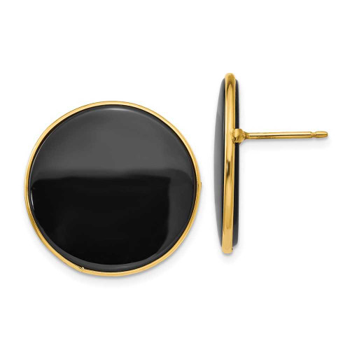 Image of 21mm 14K Yellow Gold Black Onyx Earrings XB18