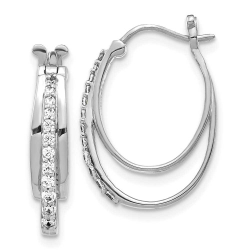 Image of 20mm 14k White Gold Diamond Hoop Earrings EM4343-025-WA