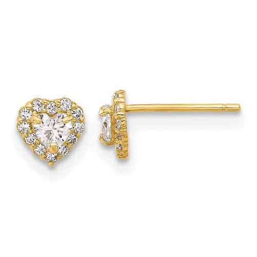 Image of 5.5mm 14K Yellow Gold CZ Heart Post Earrings YE2191