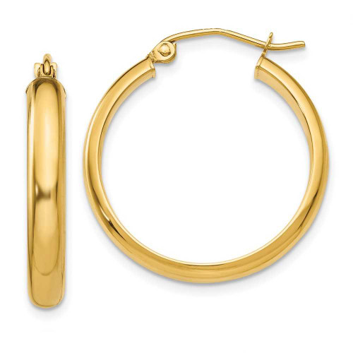 Image of 21mm 10k Yellow Gold Round Tube Hoop Earrings 10TC143
