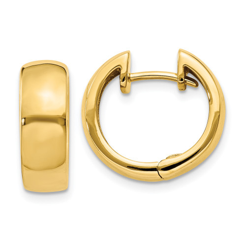 12mm 14K Yellow Gold Round Hinged Hoop Earrings XY1127
