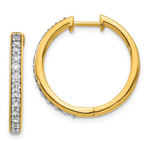 Image of 21mm 10k Yellow Gold Diamond Hinged Hoop Earrings EM4265-060-1YA