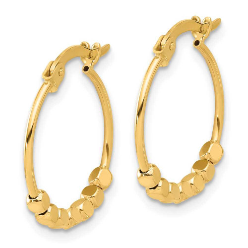 Image of 18.7mm 14K Yellow Gold Polished Beads Hoop Earrings TF2231