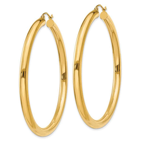 Image of 46mm 10k Yellow Gold Polished 4mm Tube Hoop Earrings 10T953