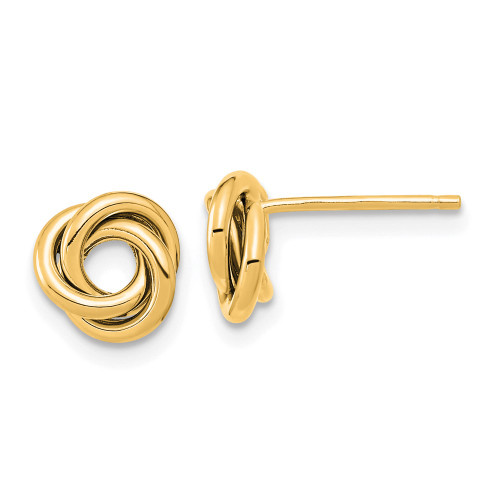 8mm 14K Yellow Gold Polished Love Knot Post Earrings TL1078