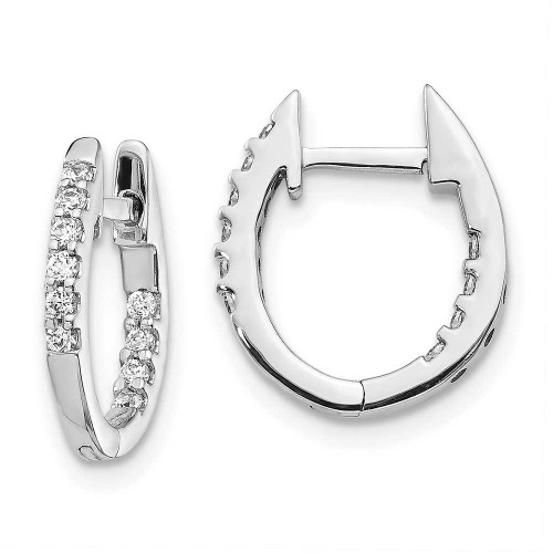Image of 13mm 10k White Gold In/Out Diamond Hinged Hoop Earrings EM5421-025-1WA
