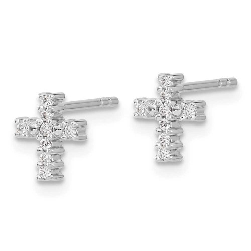Image of 8mm 10k White Gold Polished Diamond Cross Post Earrings EM5533-010-1WA