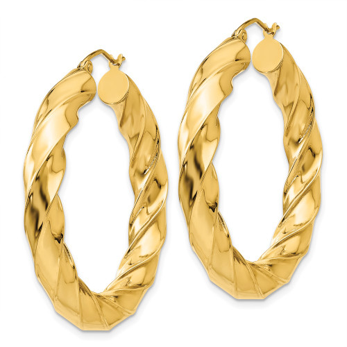 39mm 14K Yellow Gold Polished 5.0mm Twisted Hoop Earrings TC393