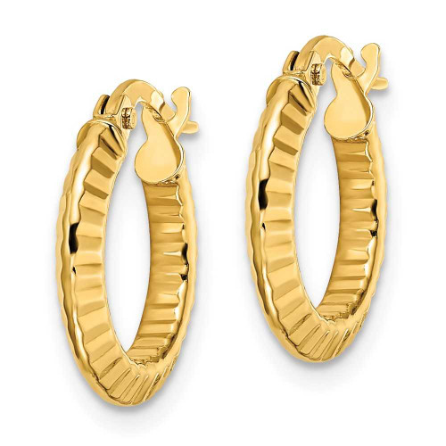 Image of 15.99mm 14K Yellow Gold Polished and Diamond-cut Hoop Earrings YE1904