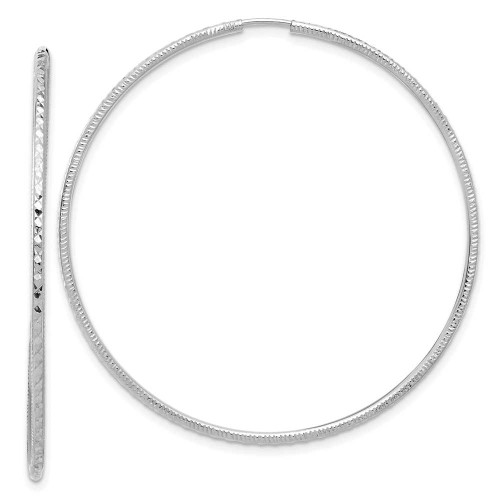 Image of 49mm 14k White Gold Diamond-cut 1.50mm Endless Hoop Earrings TF2181W