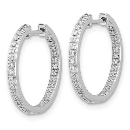 Image of 18mm 10k White Gold Polished Diamond In/Out Hinged Hoop Earrings EM5424-010-1WA