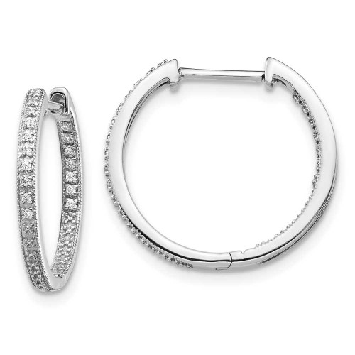 Image of 18mm 10k White Gold Polished Diamond In/Out Hinged Hoop Earrings EM5424-010-1WA