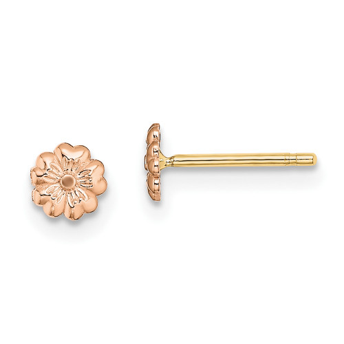 4.4mm 10k Rose Gold Flower Post Earrings