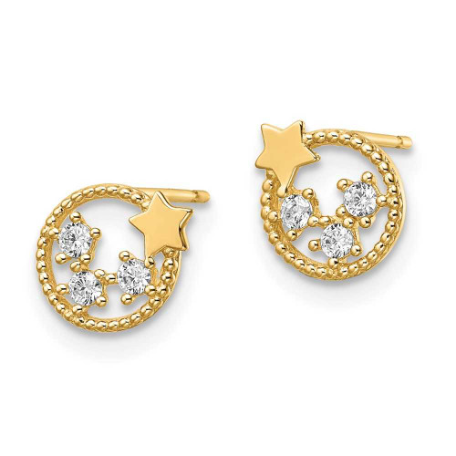 Image of 7.5mm 14K Yellow Gold CZ Stars Post Earrings