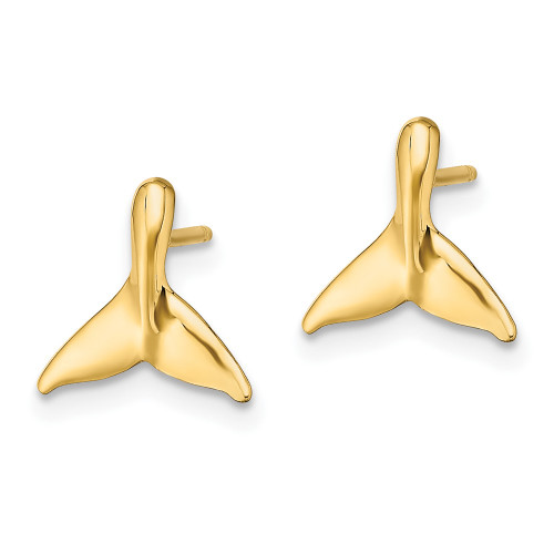 9.9mm 10k Yellow Gold Mini Whale Tail Post Earrings