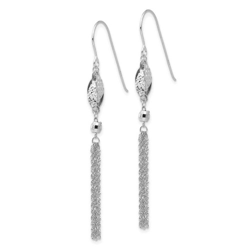 Image of 55mm 14k White Gold Bead and Chain Dangle Earrings
