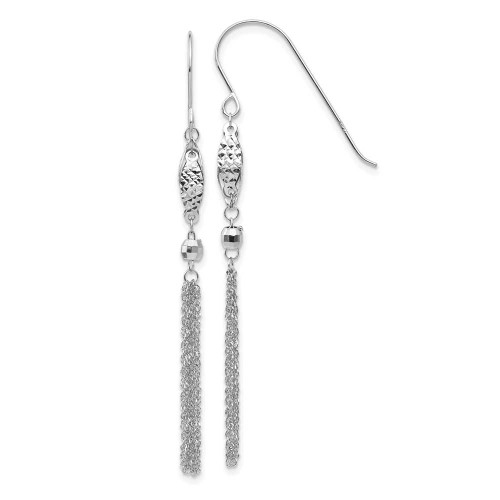 Image of 55mm 14k White Gold Bead and Chain Dangle Earrings