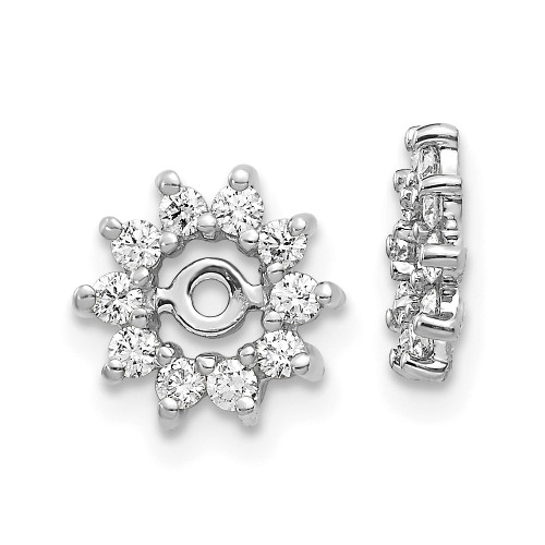 9mm 10k White Gold AA Fancy Diamond Earrings Jacket