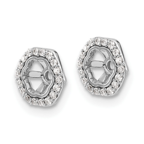 8mm 10k White Gold Hexagon Diamond Earrings Jackets