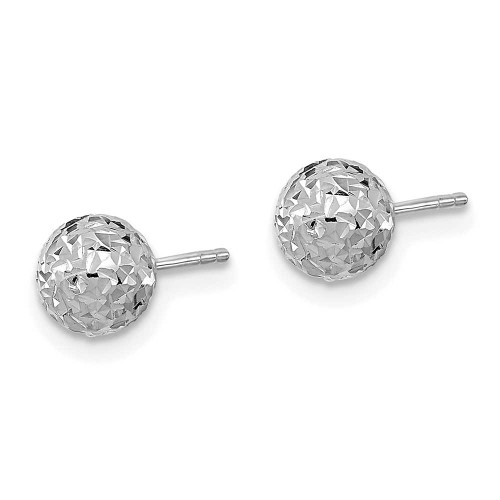 Image of 6mm 10k White Gold Diamond-cut 6mm Ball Post Earrings