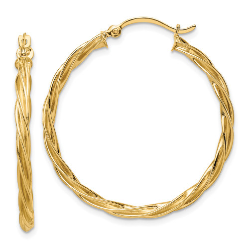 33.75mm 10k Yellow Gold Polished 2.5mm Twisted Hoop Earrings