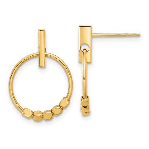 19.7mm 14K Yellow Gold Polished Circle Dangle Post Earrings
