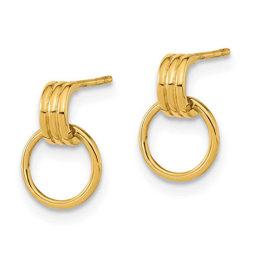 Image of 10.75mm 14K Yellow Gold Polished Dangle Circle Post Earrings
