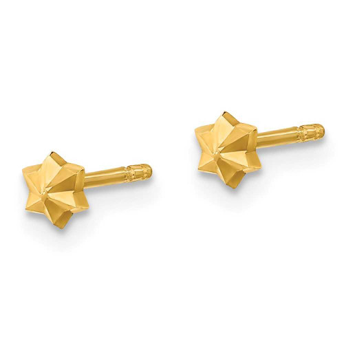 Image of 4.25mm 14K Yellow Gold Polished Diamond-cut Star Post Earrings