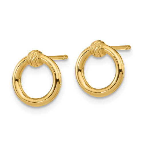 Image of 10.15mm 10k Yellow Gold Polished Diamond-cut Circle Post Earrings