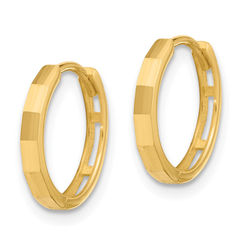 13.2mm 14K Yellow Gold Polished and Diamond-cut Hinged Hoop Earrings
