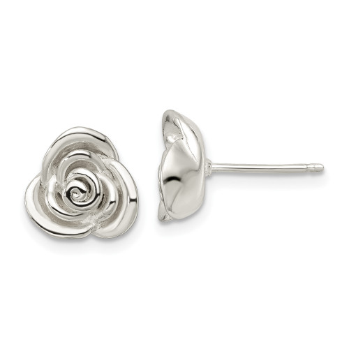 10.1mm Sterling Silver Polished Rose Post Earrings QE16527