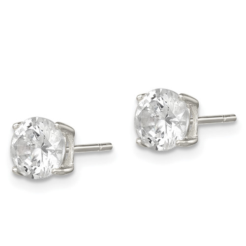 6mm Sterling Silver Polished 6mm Round CZ Stud Earrings QE12180