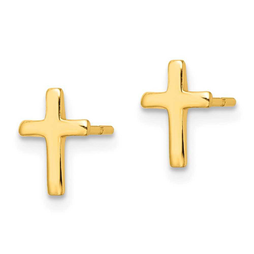 Image of Sterling Silver Gold-tone Polished Cross Post Earrings QE12964GP