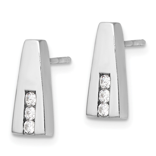 14.4mm Sterling Silver Rhodium-plated Polished CZ Post Earrings QE17147